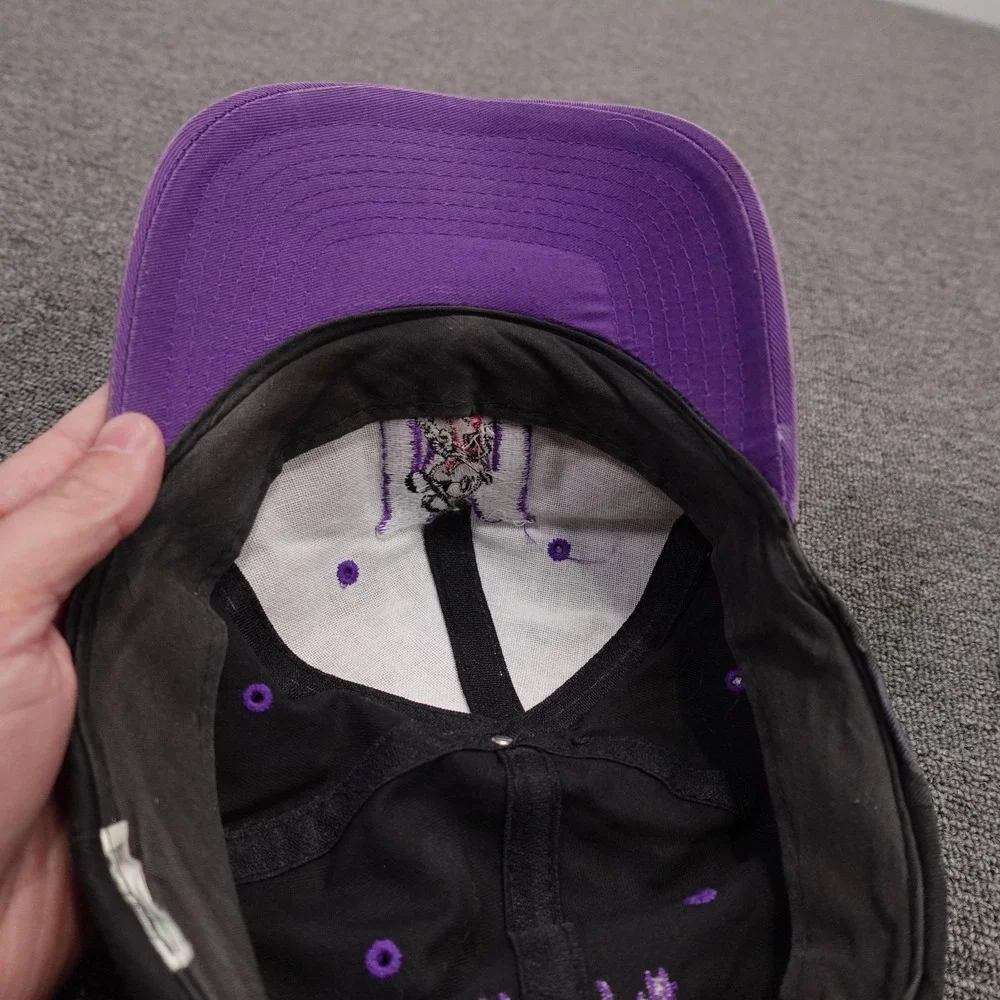 Vintage Mickey Mouse Hat Cap Snap Back Mens One Size Purple Black Cartoon